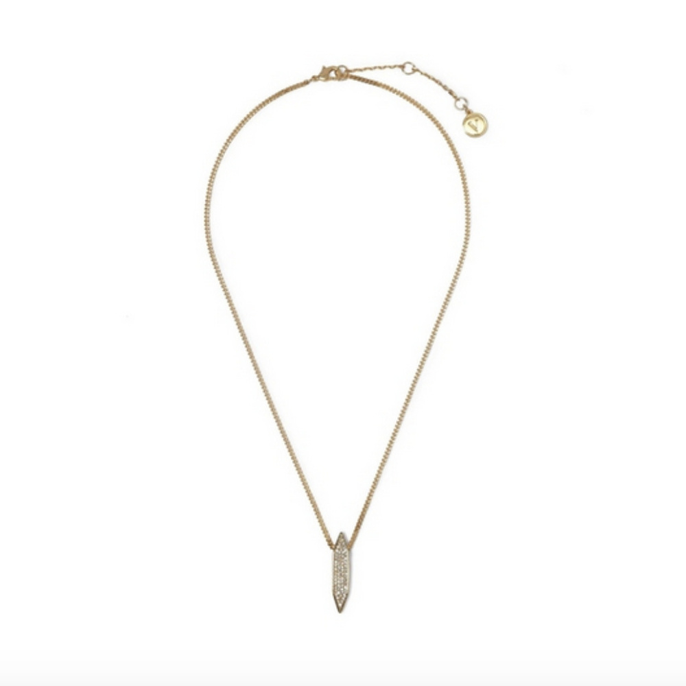 VINCE CAMUTO Gold Tone Geometric Pavé Pendant Necklace